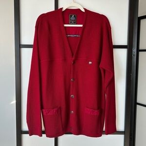[L] Green Coast Yachting Wear Made In Italy Men’s Cable Knit Cardigan Sweater